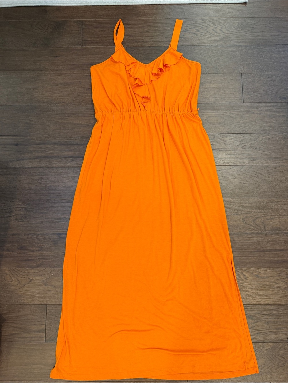 Women’s Orange Ruffle Maxi Dress Size XL - C15-022